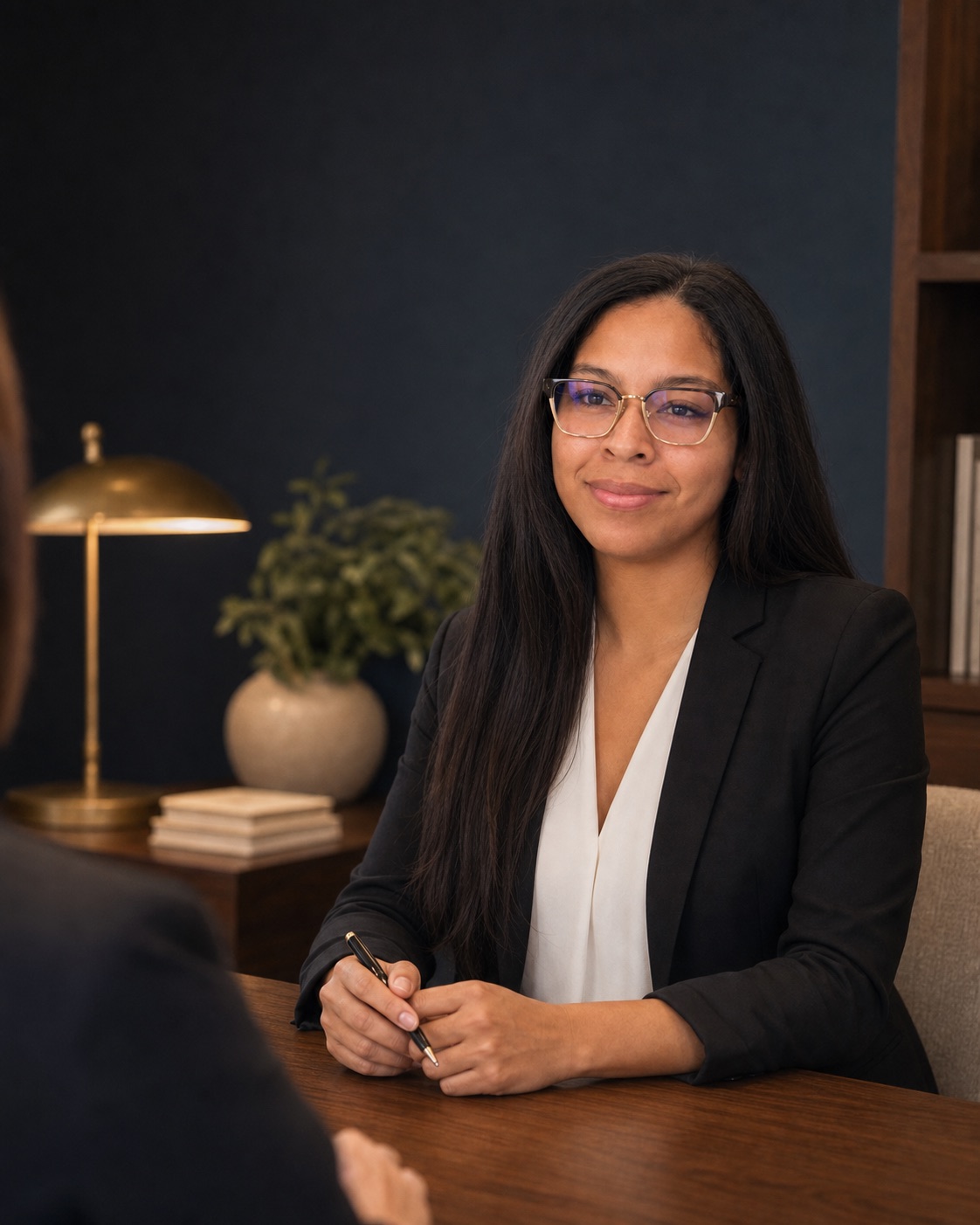 Professional insurance consultation focused on a respectful client introduction